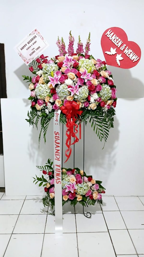 Stending Flowers Happy Wedding