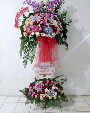 Stending Flowers Happy Wedding