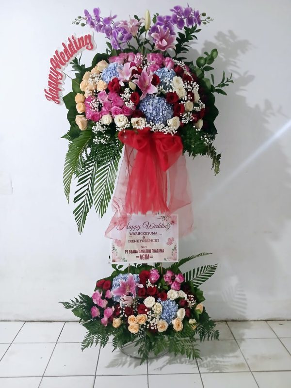 Stending Flowers Happy Wedding