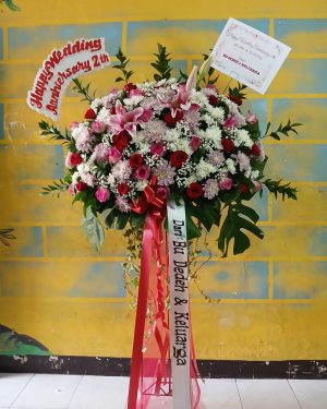 Stending Flowers Happy Wedding